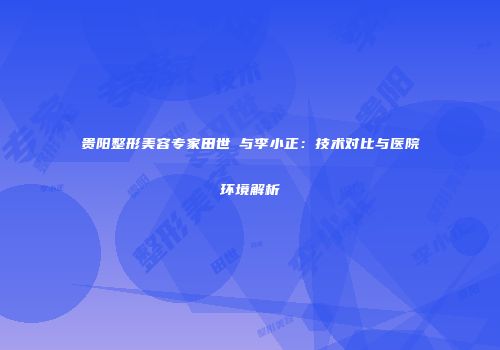 贵阳整形美容专家田世雲与李小正：技术对比与医院环境解析
