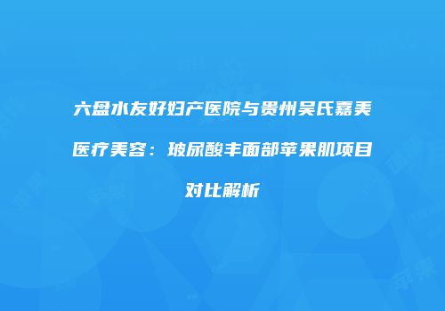 六盘水友好妇产医院与贵州吴氏嘉美医疗美容：玻尿酸丰面部苹果肌项目对比解析