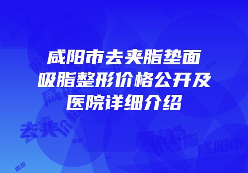 咸阳市去夹脂垫面吸脂整形价格公开及医院详细介绍