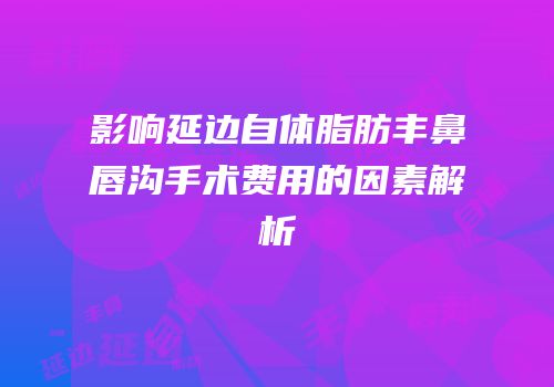 影响延边自体脂肪丰鼻唇沟手术费用的因素解析