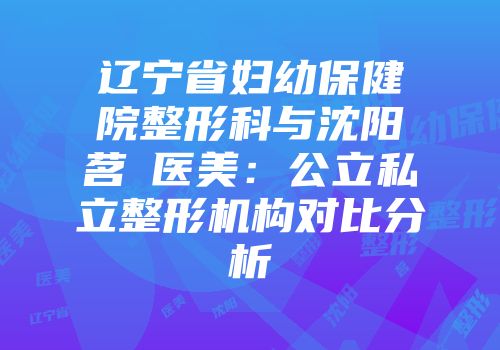 辽宁省妇幼保健院整形科与沈阳茗湲医美：公立私立整形机构对比分析