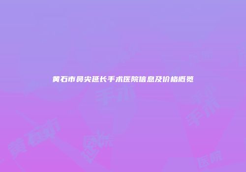 黄石市鼻尖延长手术医院信息及价格概览