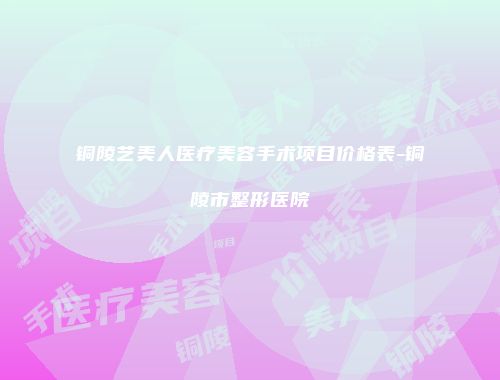 铜陵艺美人医疗美容手术项目价格表-铜陵市整形医院