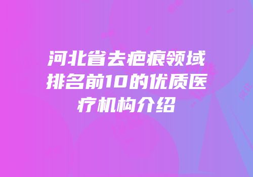 河北省去疤痕领域排名前10的优质医疗机构介绍