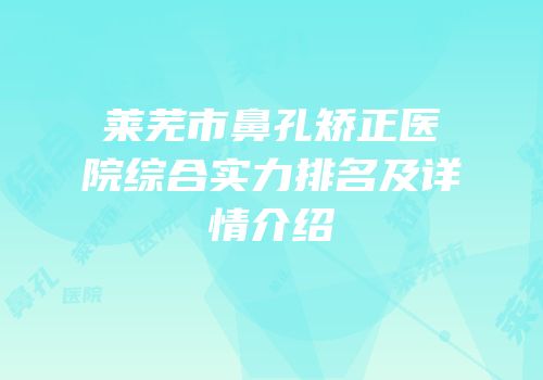 莱芜市鼻孔矫正医院综合实力排名及详情介绍