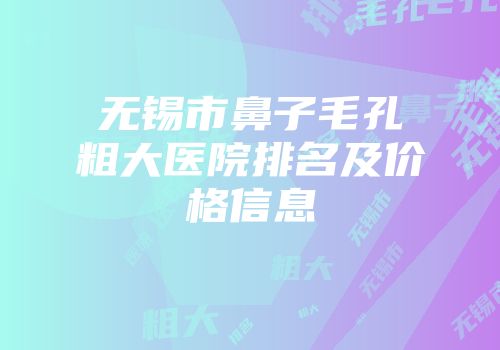 无锡市鼻子毛孔粗大医院排名及价格信息