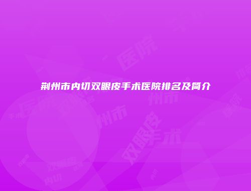 荆州市内切双眼皮手术医院排名及简介