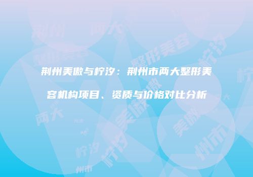 荆州美傲与柠汐：荆州市两大整形美容机构项目、资质与价格对比分析