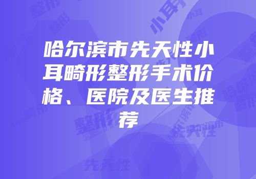 哈尔滨市先天性小耳畸形整形手术价格、医院及医生推荐