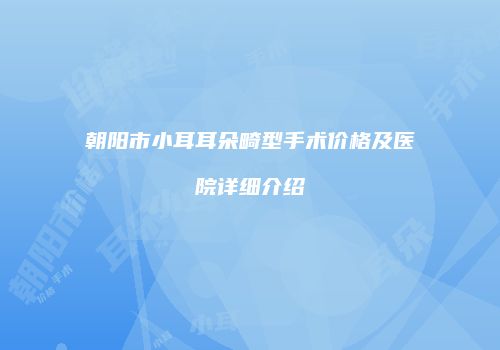 朝阳市小耳耳朵畸型手术价格及医院详细介绍