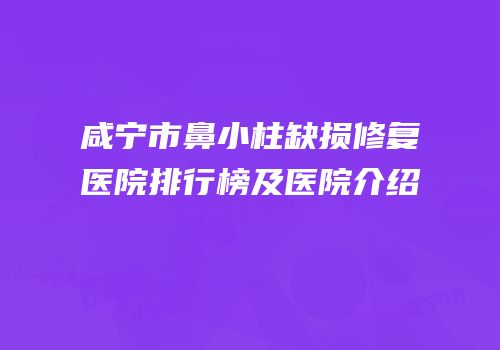 咸宁市鼻小柱缺损修复医院排行榜及医院介绍