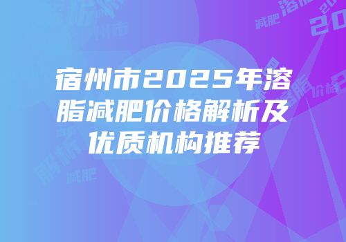 宿州市2025年溶脂减肥价格解析及优质机构推荐