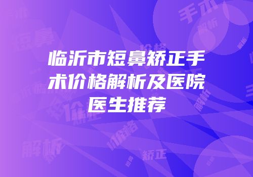 临沂市短鼻矫正手术价格解析及医院医生推荐