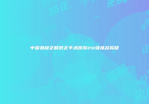 中国鼻部正畸矫正手术医院20强排名揭晓
