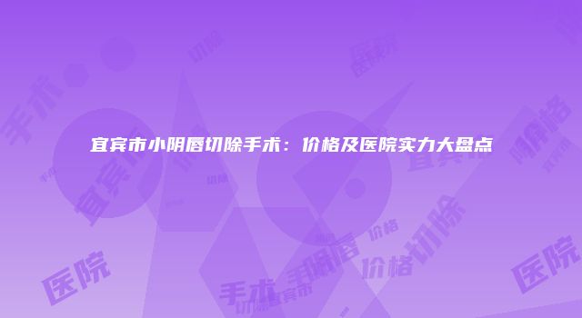 宜宾市小阴唇切除手术：价格及医院实力大盘点