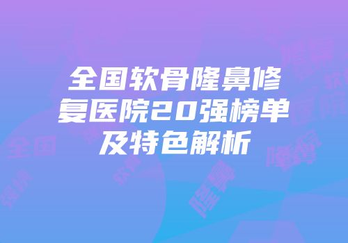 全国软骨隆鼻修复医院20强榜单及特色解析