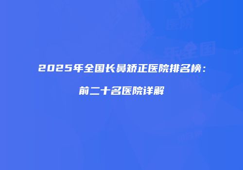 2025年全国长鼻矫正医院排名榜：前二十名医院详解