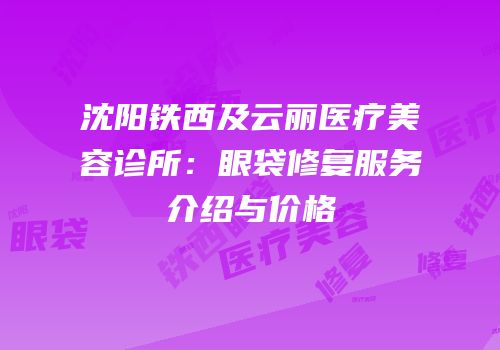 沈阳铁西及云丽医疗美容诊所：眼袋修复服务介绍与价格