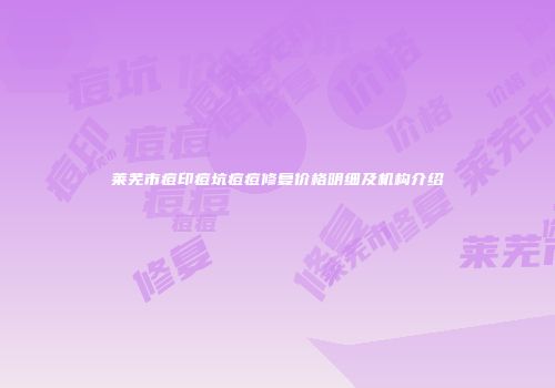 莱芜市痘印痘坑痘痘修复价格明细及机构介绍