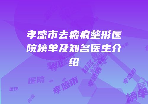 孝感市去瘢痕整形医院榜单及知名医生介绍