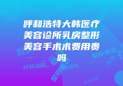 呼和浩特大韩医疗美容诊所乳房整形美容手术术费用贵吗