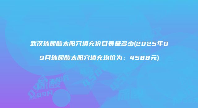 武汉玻尿酸太阳穴填充价目表是多少(2025年09月玻尿酸太阳穴填充均价为：4588元)