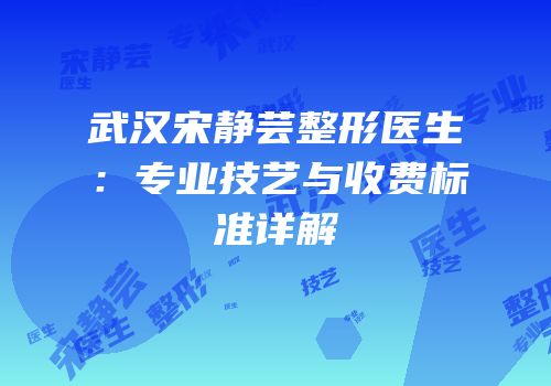 武汉宋静芸整形医生：专业技艺与收费标准详解