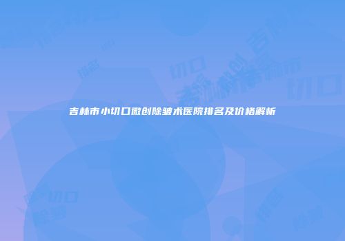 吉林市小切口微创除皱术医院排名及价格解析