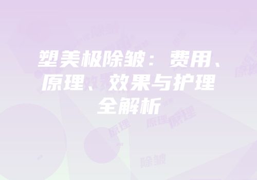 塑美极除皱：费用、原理、效果与护理全解析