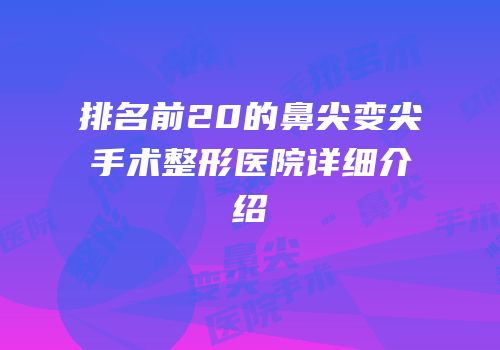 排名前20的鼻尖变尖手术整形医院详细介绍