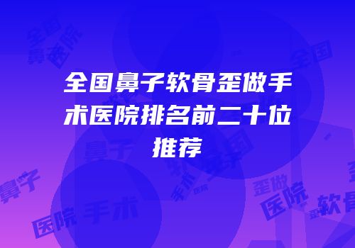 全国鼻子软骨歪做手术医院排名前二十位推荐