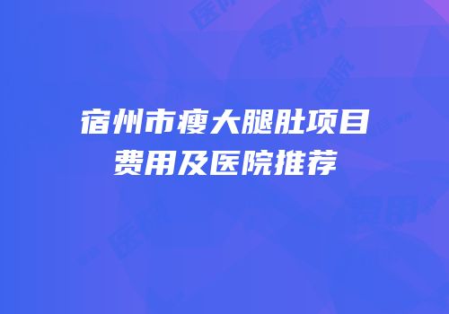 宿州市瘦大腿肚项目费用及医院推荐