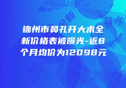 锦州市鼻孔开大术全新价格表被曝光-近8个月均价为12098元
