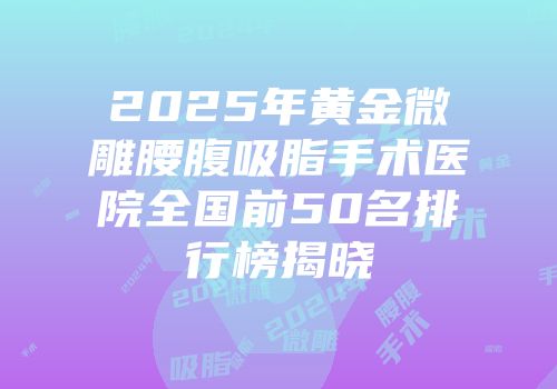 2025年黄金微雕腰腹吸脂手术医院全国前50名排行榜揭晓