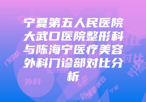 宁夏第五人民医院大武口医院整形科与陈海宁医疗美容外科门诊部对比分析