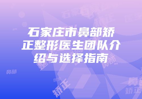 石家庄市鼻部矫正整形医生团队介绍与选择指南