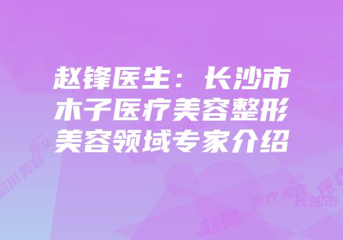 赵锋医生：长沙市木子医疗美容整形美容领域专家介绍
