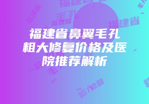 福建省鼻翼毛孔粗大修复价格及医院推荐解析