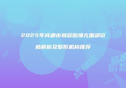 2025年成都市玻尿酸填充面部价格解析及整形机构推荐
