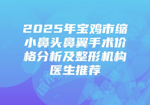 2025年宝鸡市缩小鼻头鼻翼手术价格分析及整形机构医生推荐