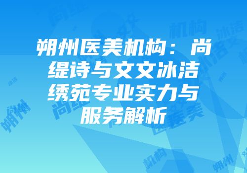 朔州医美机构：尚缇诗与文文冰洁绣苑专业实力与服务解析