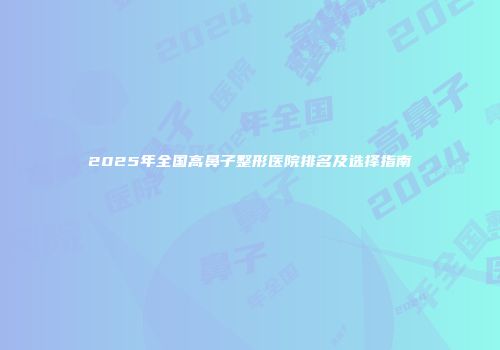 2025年全国高鼻子整形医院排名及选择指南