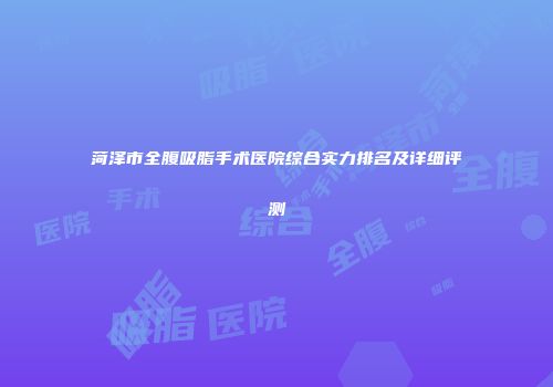 菏泽市全腹吸脂手术医院综合实力排名及详细评测