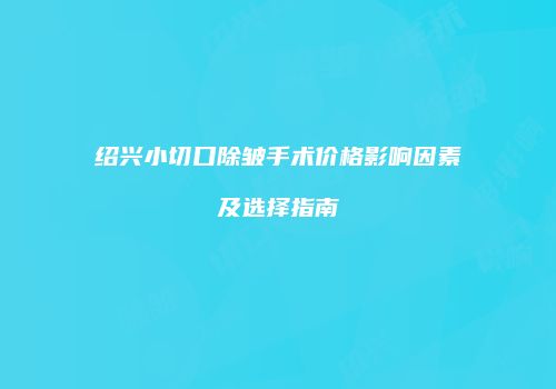 绍兴小切口除皱手术价格影响因素及选择指南