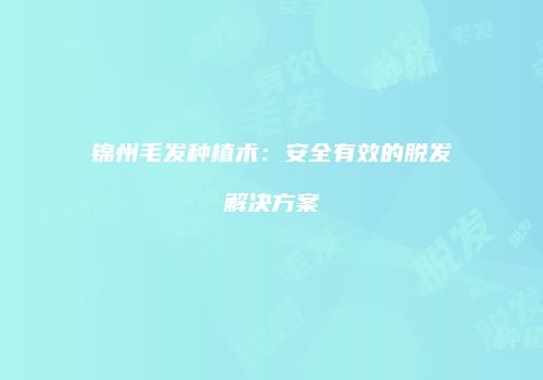 锦州毛发种植术：安全有效的脱发解决方案