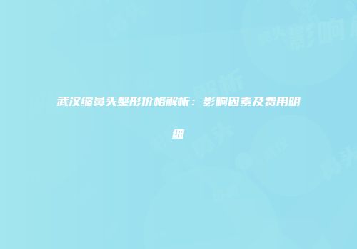 武汉缩鼻头整形价格解析：影响因素及费用明细