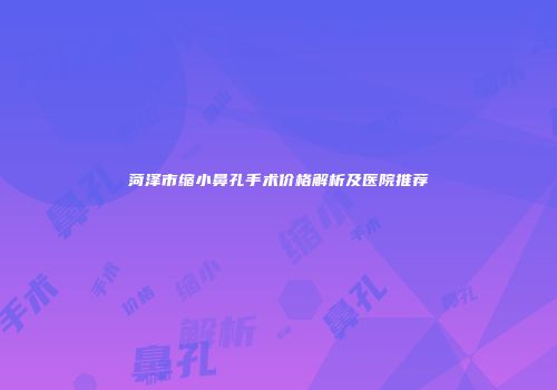 菏泽市缩小鼻孔手术价格解析及医院推荐