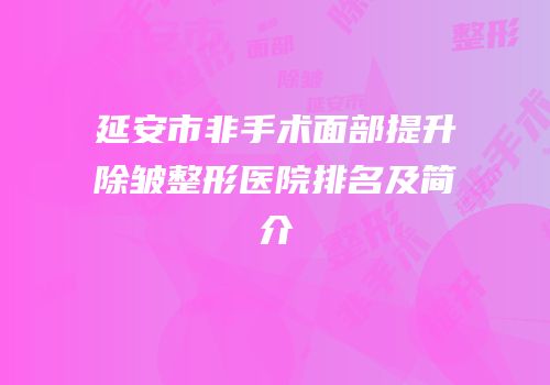 延安市非手术面部提升除皱整形医院排名及简介