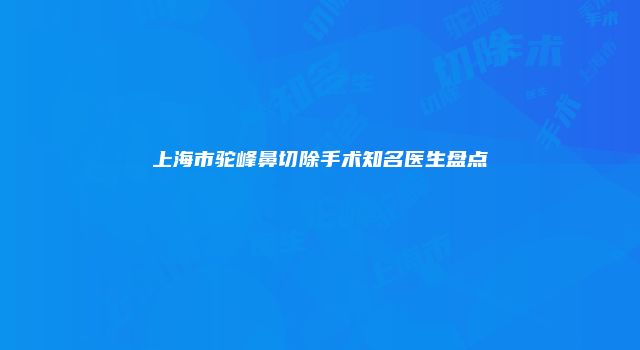 上海市驼峰鼻切除手术知名医生盘点