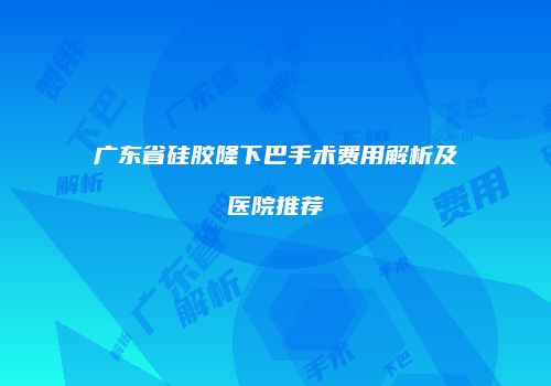 广东省硅胶隆下巴手术费用解析及医院推荐